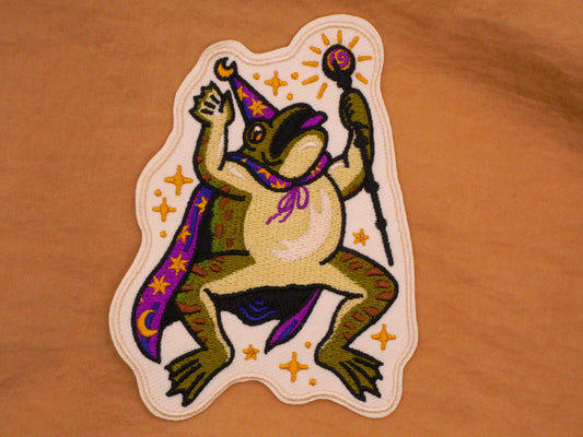 Frog Wizard Sorcerer Witch Embroidered Patch Embellishment 77x101
