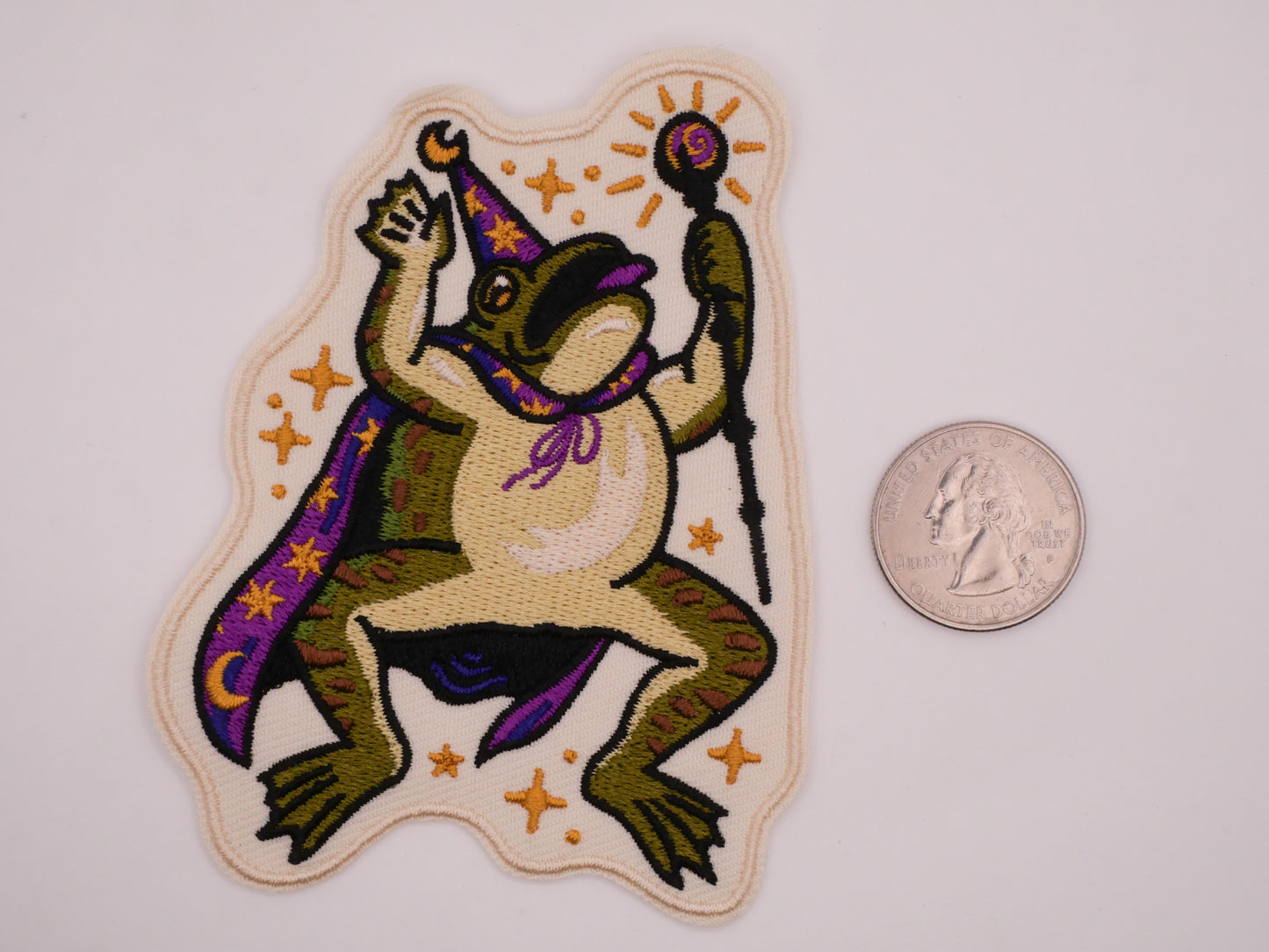 Frog Wizard Sorcerer Witch Embroidered Patch Embellishment 77x101