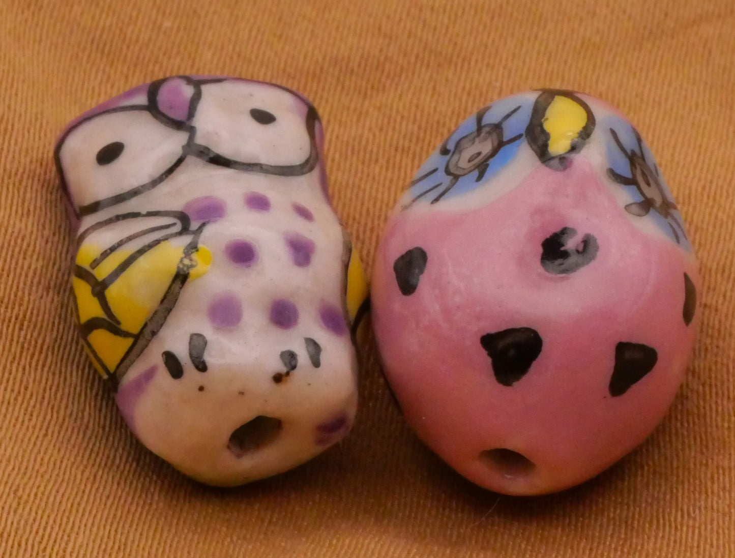 Owl Hand-Painted Ceramic Bead Embellishment Various 13-17mm