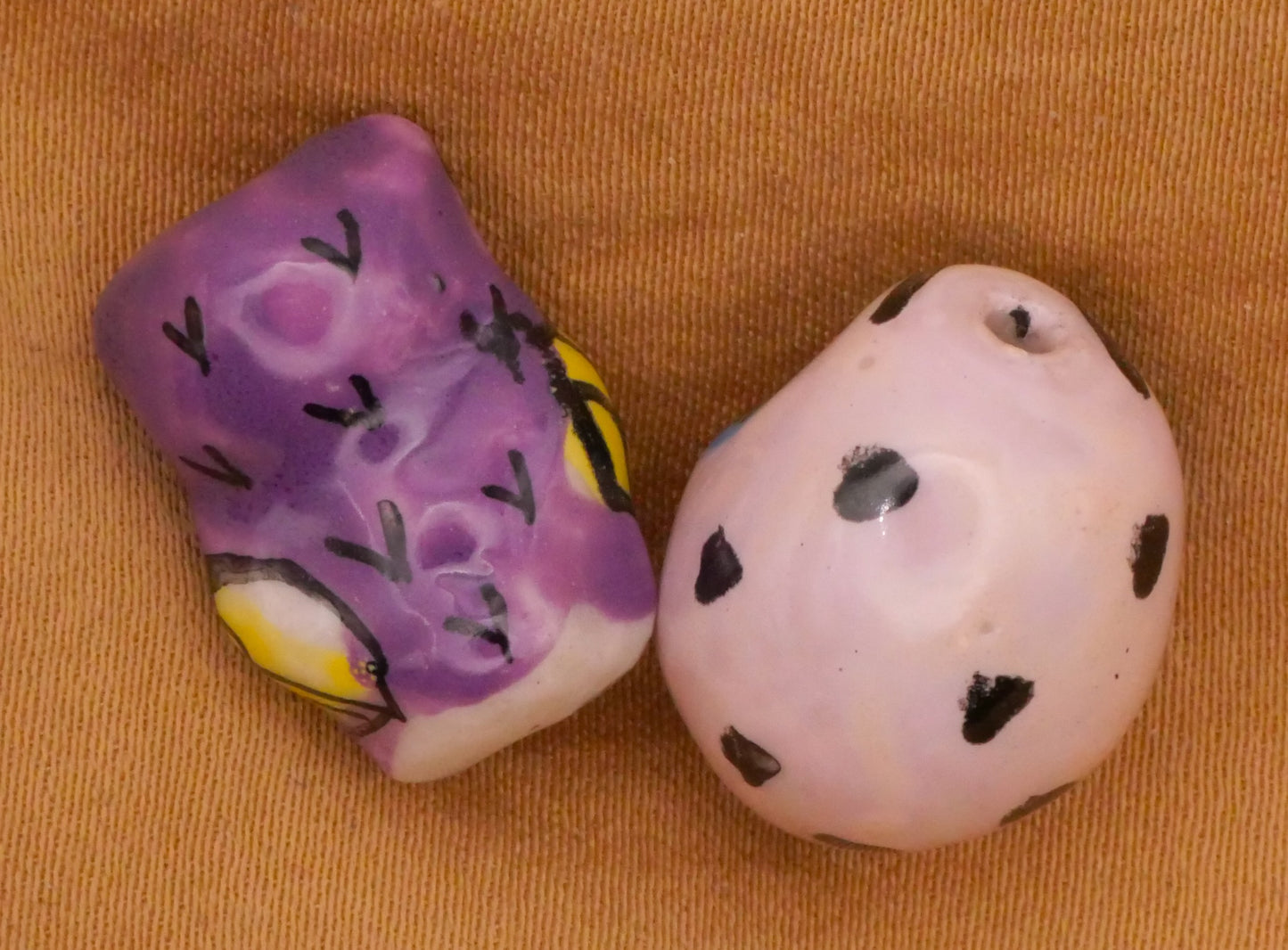 Owl Hand-Painted Ceramic Bead Embellishment Various 13-17mm
