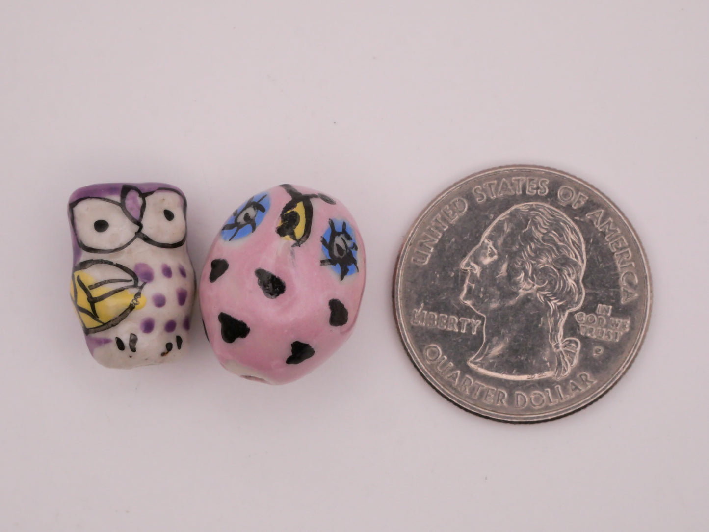 Owl Hand-Painted Ceramic Bead Embellishment Various 13-17mm