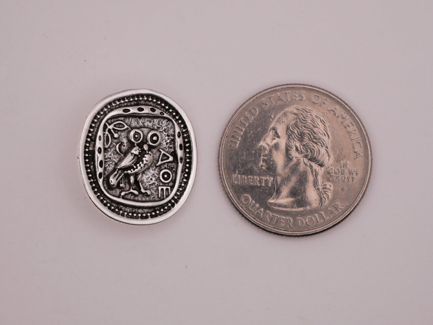 Owl Moon Roman Coin Silver Metal Button 20x21mm