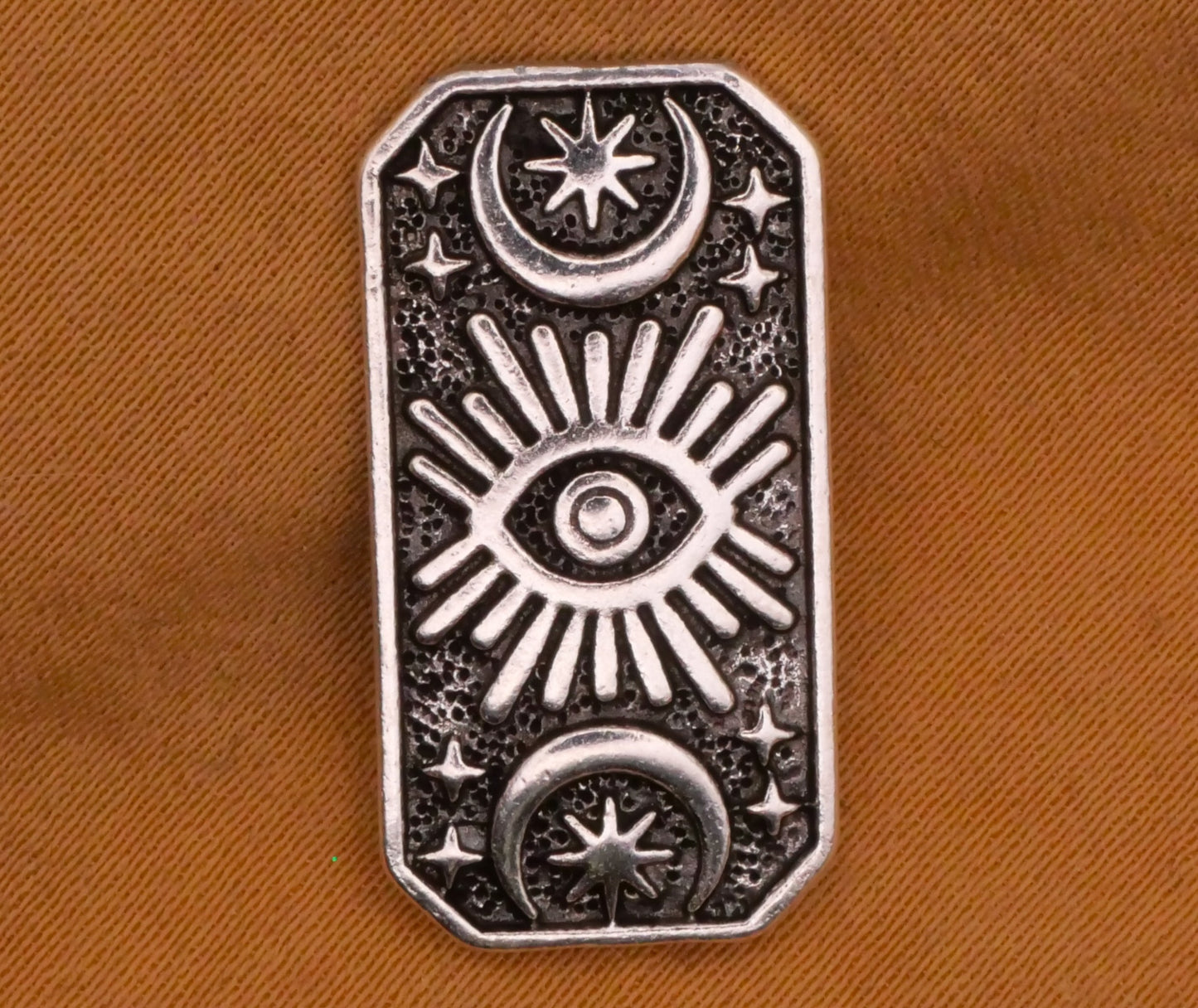 Eye Celestial Moon Silver Metal Button 12x23mm