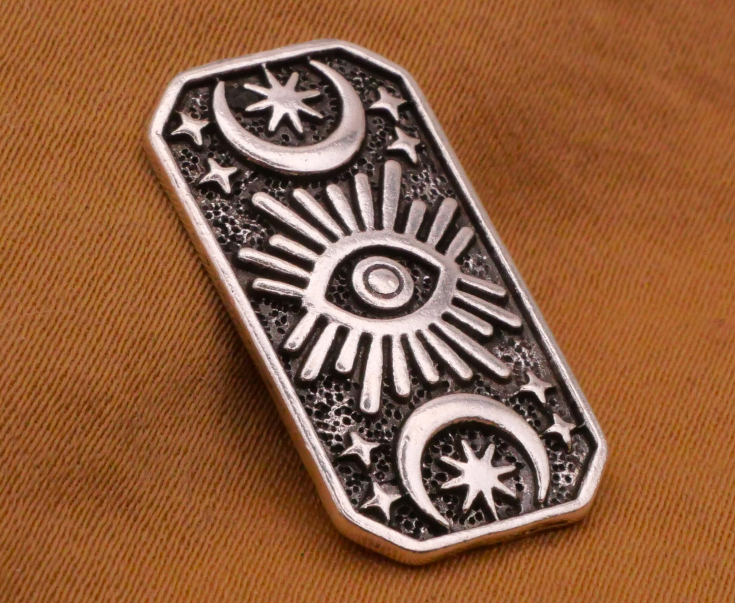 Eye Celestial Moon Silver Metal Button 12x23mm