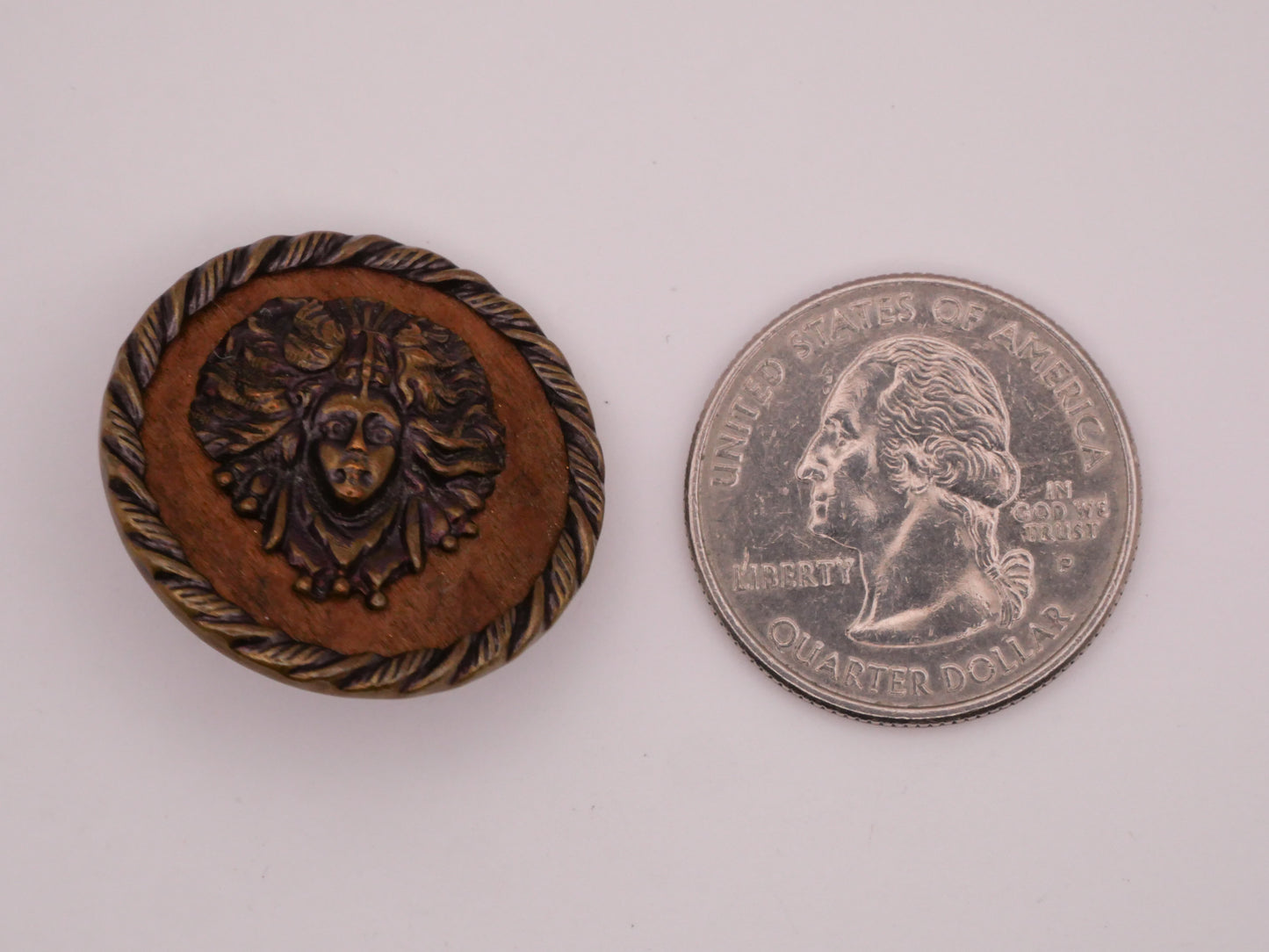 Medusa Purple Tinted Metal Wood Victorian Button 27mm