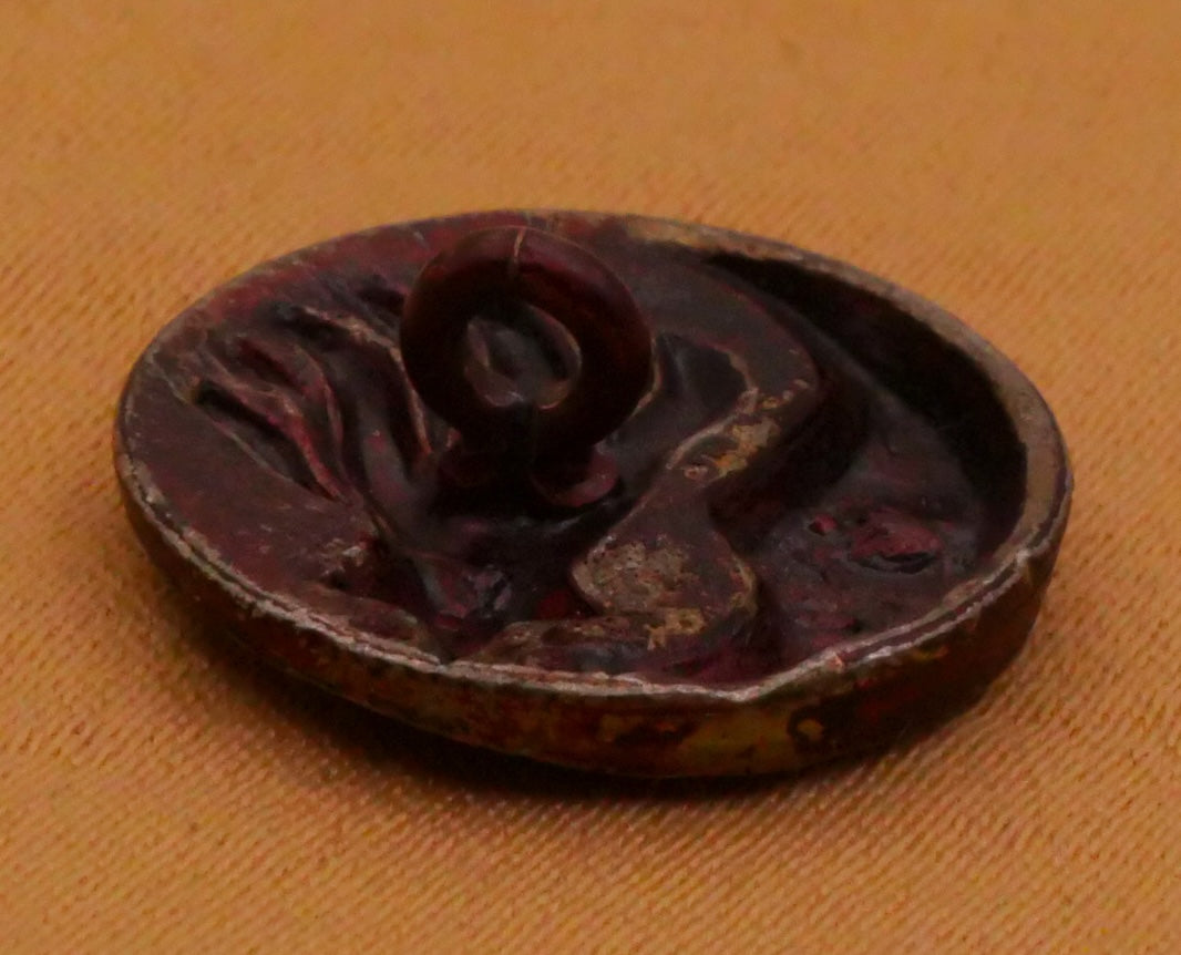 Man on the Moon Crescent Shooting Star Burgundy Tinted Pewter Button 15mm