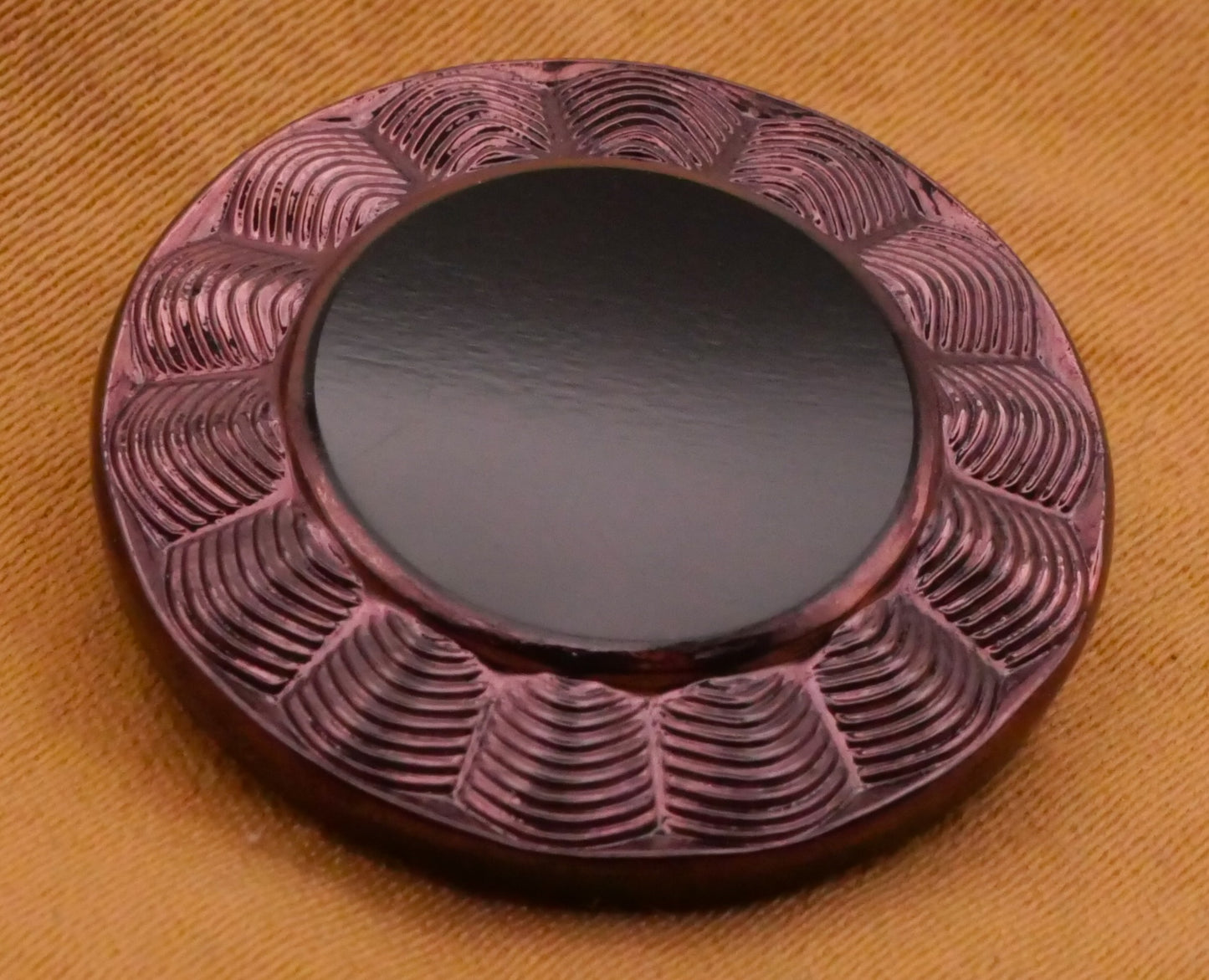 Spider Web Edge Purple Black Mirror Finish Glass Button 22mm