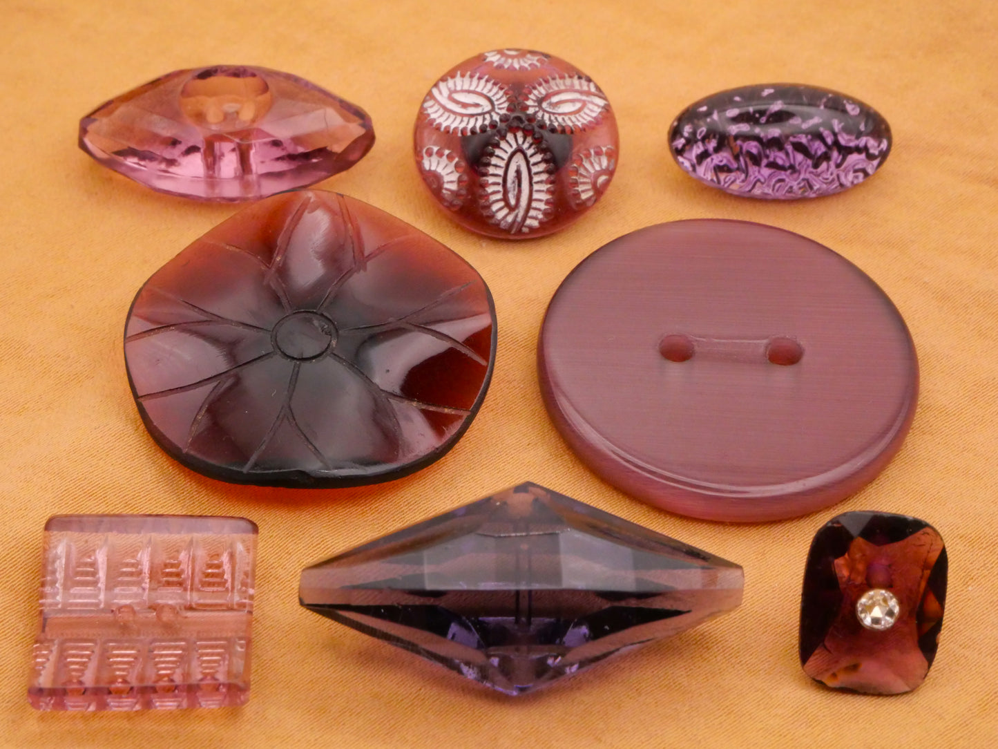 Purple Aubergine Translucent Glass Button Various 10-33mm