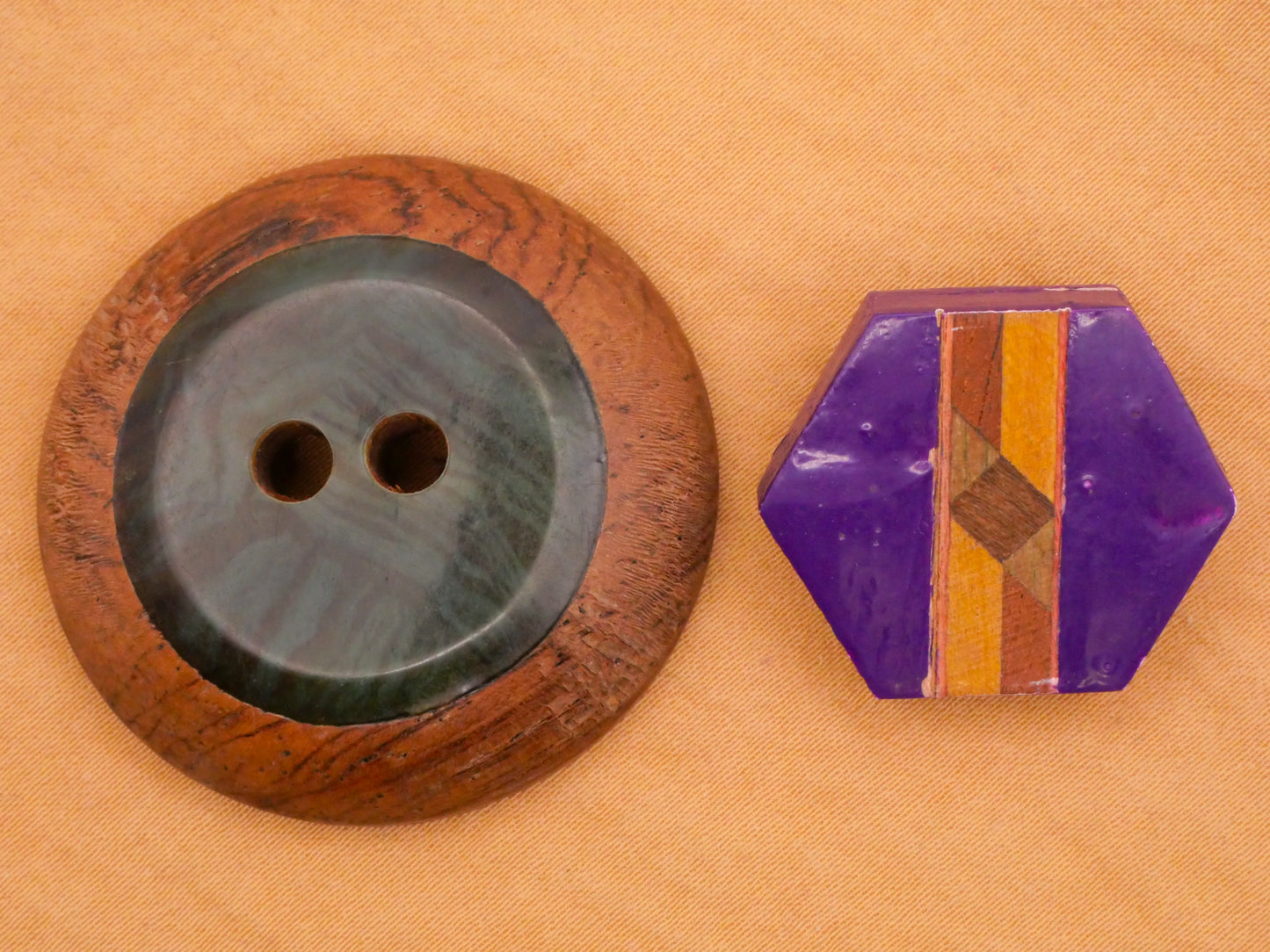 Wood Mixed Material Vintage Button Various 22-37mm