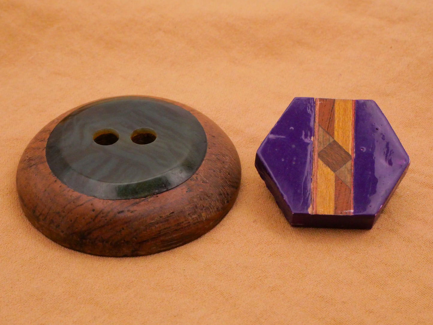 Wood Mixed Material Vintage Button Various 22-37mm