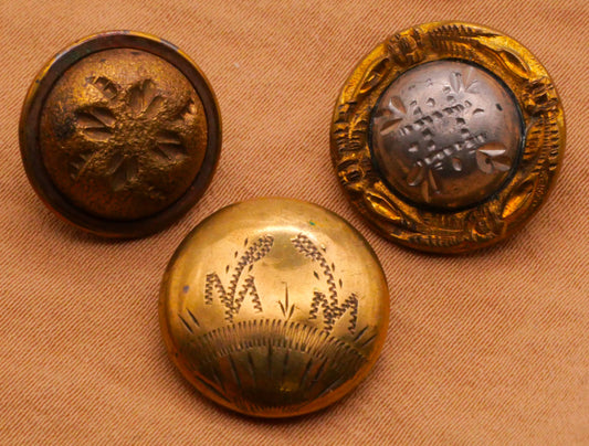 Etch Design Antique Metal Button Various 15-17mm