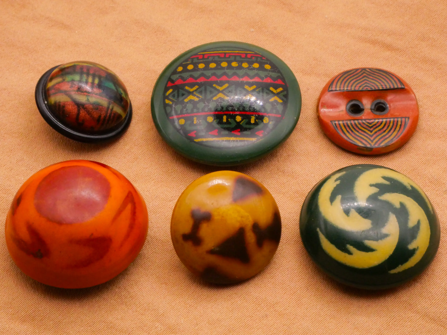 Tribal Design Celluloid Early Plastic Button Various 18-27mm