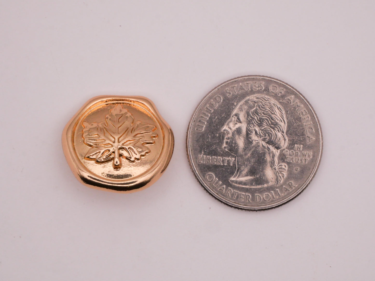 Leaf Wax Seal Look Shiny Gold Metal Button 19x20mm