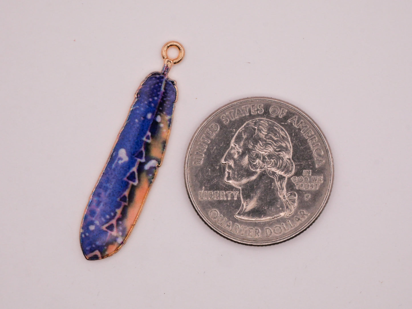 Feather Colorful Metal Assorted Set of Six Charms Embellishments 8x38mm