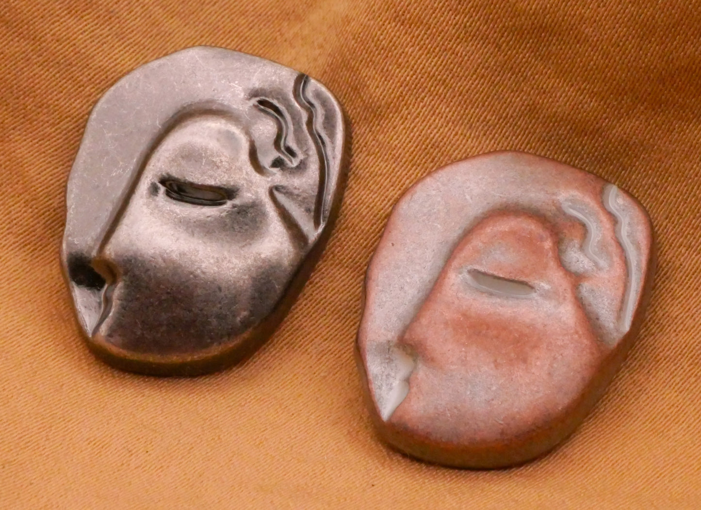 Face Flapper Art Deco Metal Button Various  17x22mm