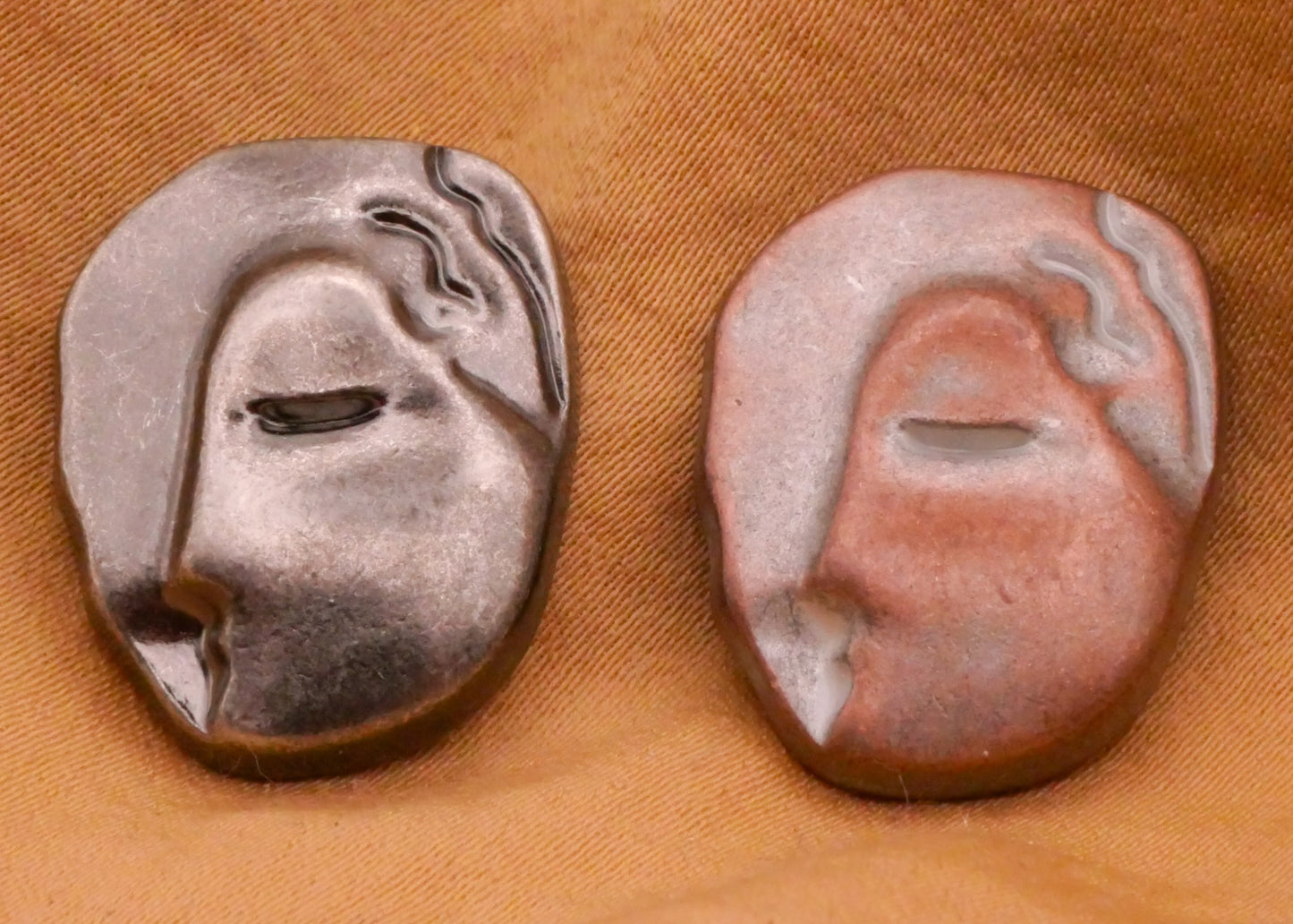 Face Flapper Art Deco Metal Button Various  17x22mm