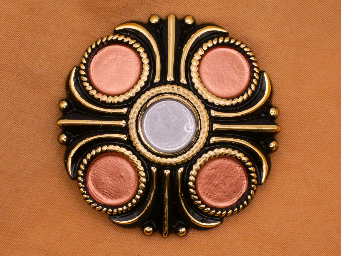 Metallic Black Art Deco Large Plastic Button 45mm