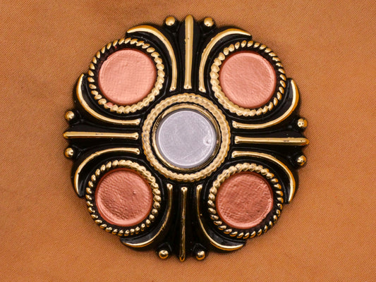 Metallic Black Art Deco Large Plastic Button 45mm