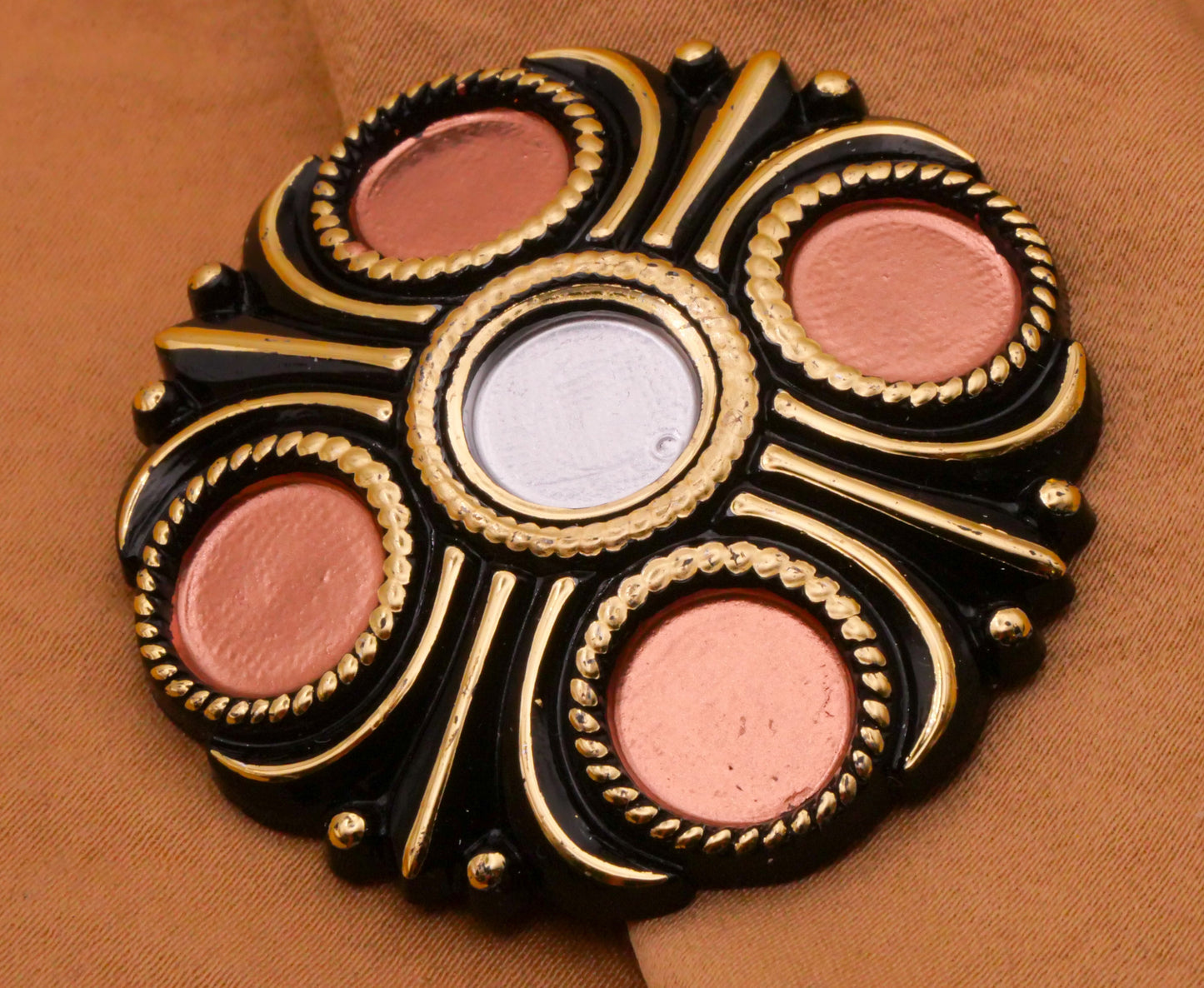 Metallic Black Art Deco Large Plastic Button 45mm