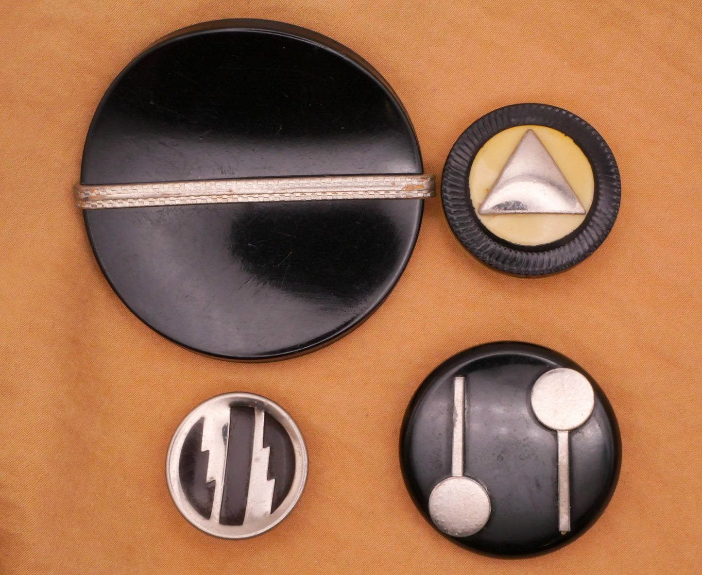 Metal Accent Black Plastic Art Deco Vintage Button Various 23-54mm