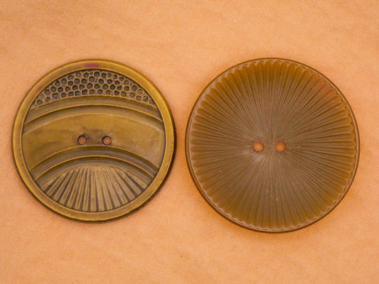 Olive Green Art Deco Array Early Plastic Large Button Various 36-37mm