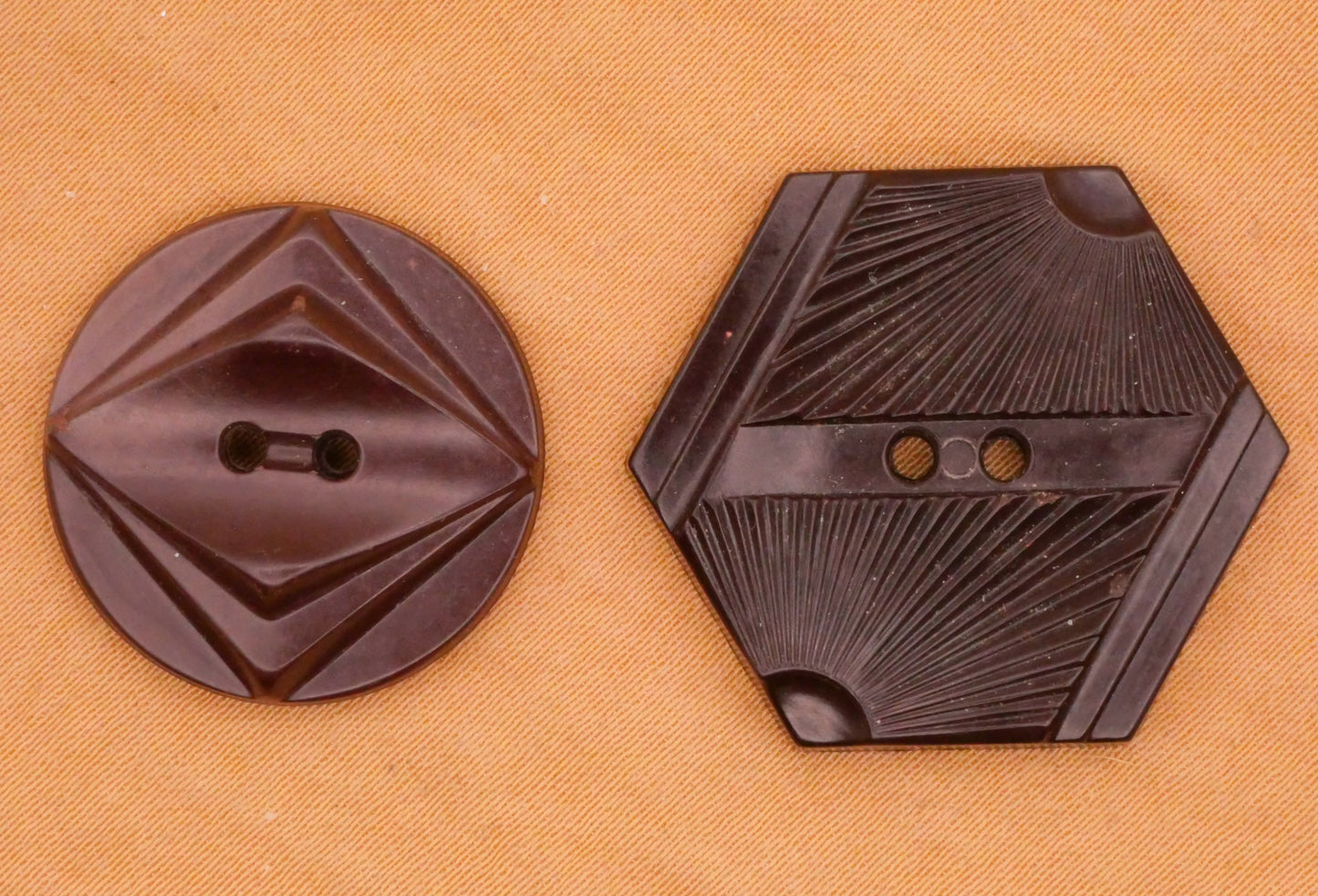 Art Deco Chocolate Brown Vintage Plastic Button Various 21-25mm