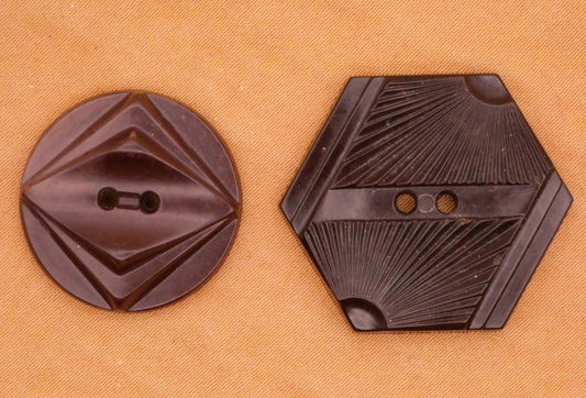 Art Deco Chocolate Brown Vintage Plastic Button Various 21-25mm