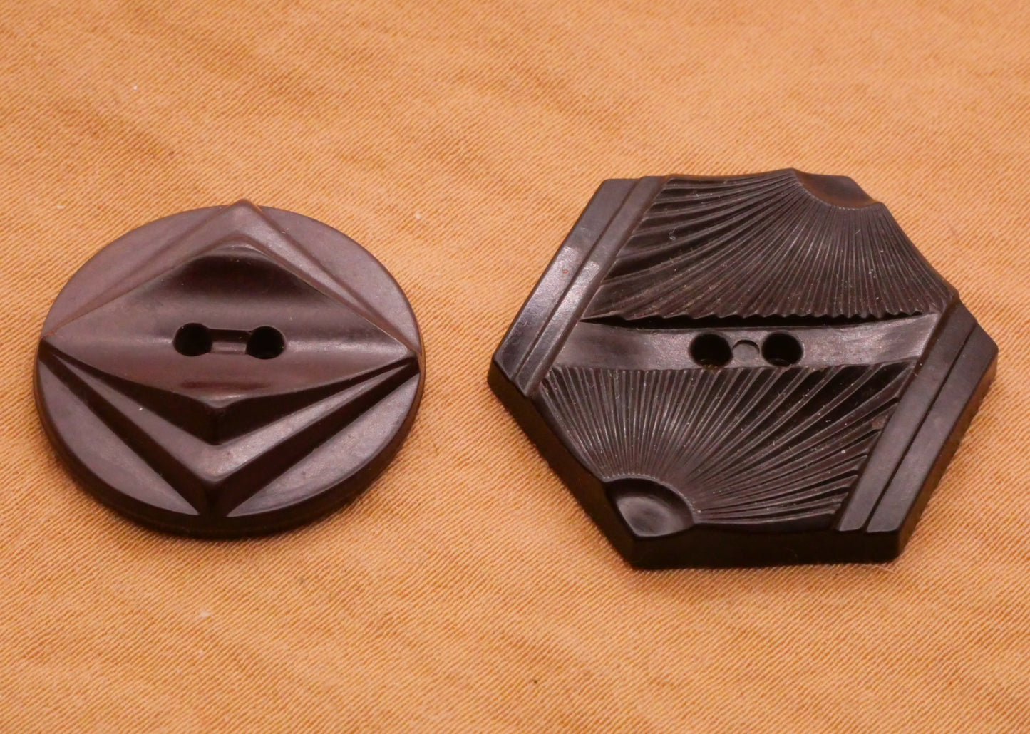 Art Deco Chocolate Brown Vintage Plastic Button Various 21-25mm