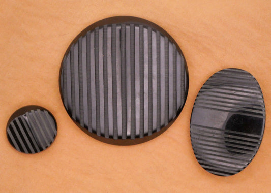 Machine Carved Ridge Black Vintage Plastic Button Various 22-56mm