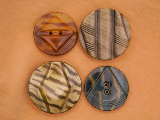 Art Deco Tribal Pattern Celluloid Early Plastic Large Button Various 38-44