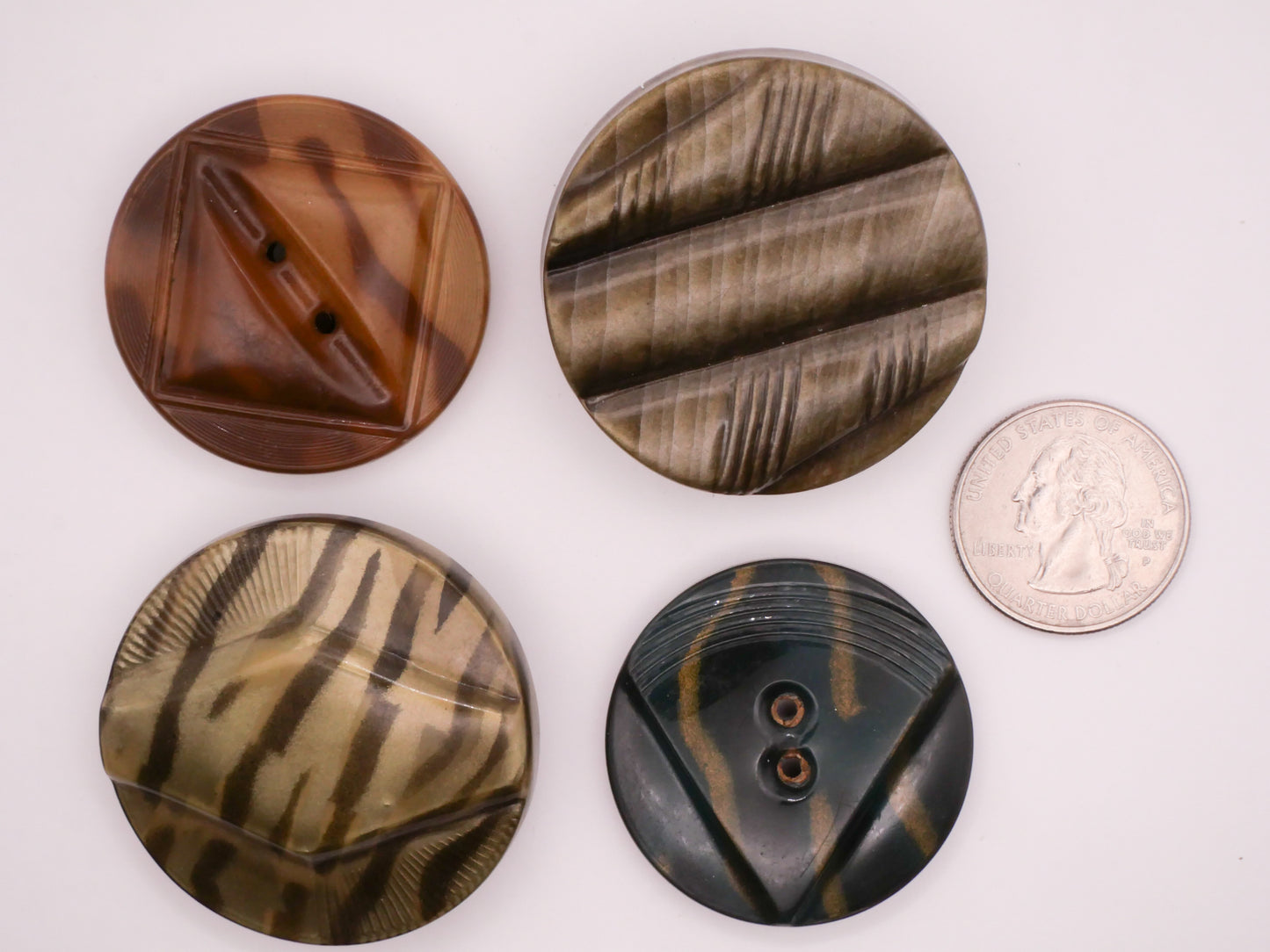 Art Deco Tribal Pattern Celluloid Early Plastic Large Button Various 38-44