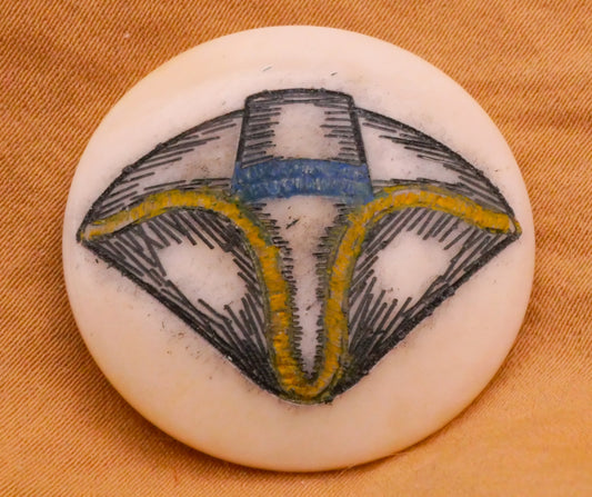 Tri Corner Hat Tender Buttons Etched Bone NBS Show Button 30mm