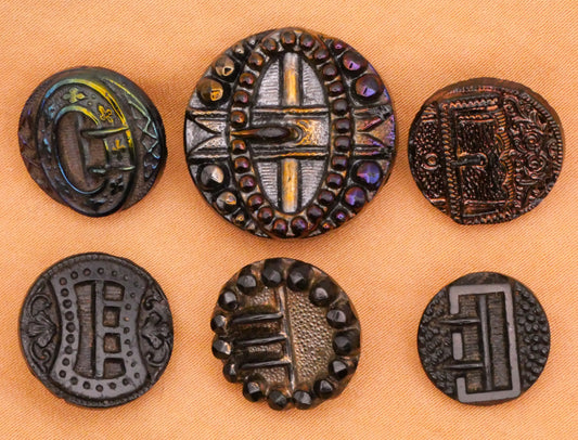 Buckle Fashion Antique Black Glass Button Various 13-22mm