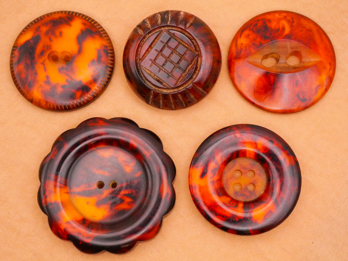 Root Beer Bakelite Early Plastic Vintage Large Button Various 31-43mm