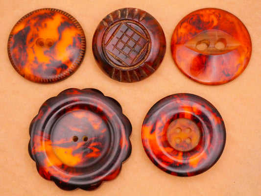 Root Beer Bakelite Early Plastic Vintage Large Button Various 31-43mm