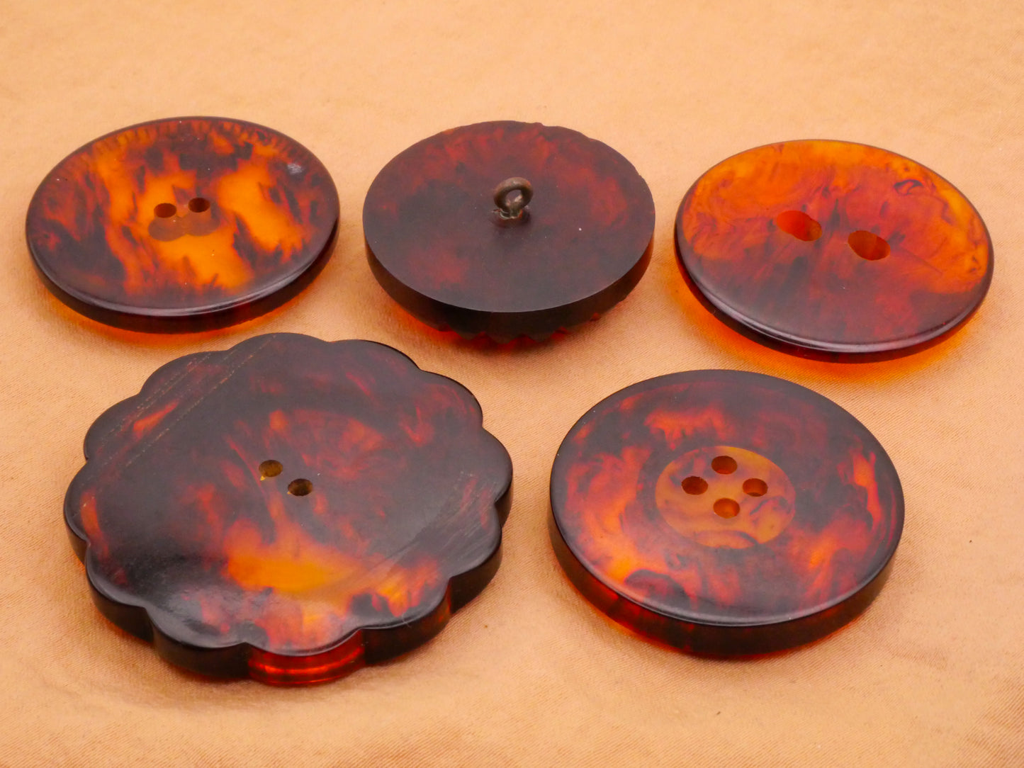 Root Beer Bakelite Early Plastic Vintage Large Button Various 31-43mm