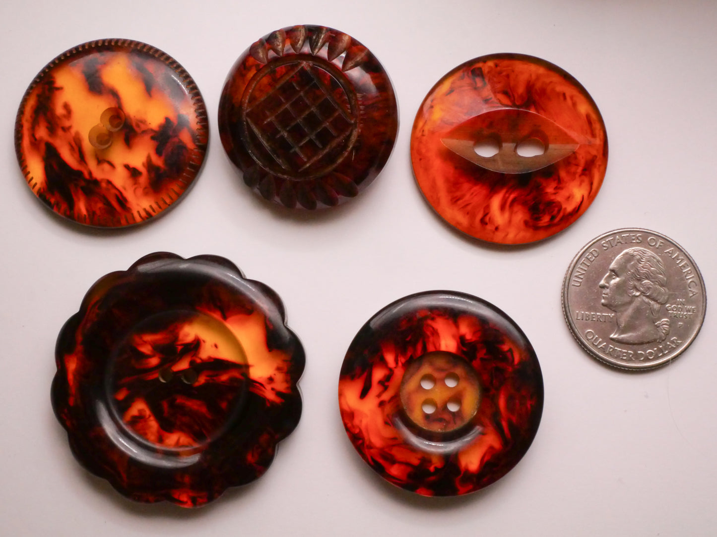 Root Beer Bakelite Early Plastic Vintage Large Button Various 31-43mm