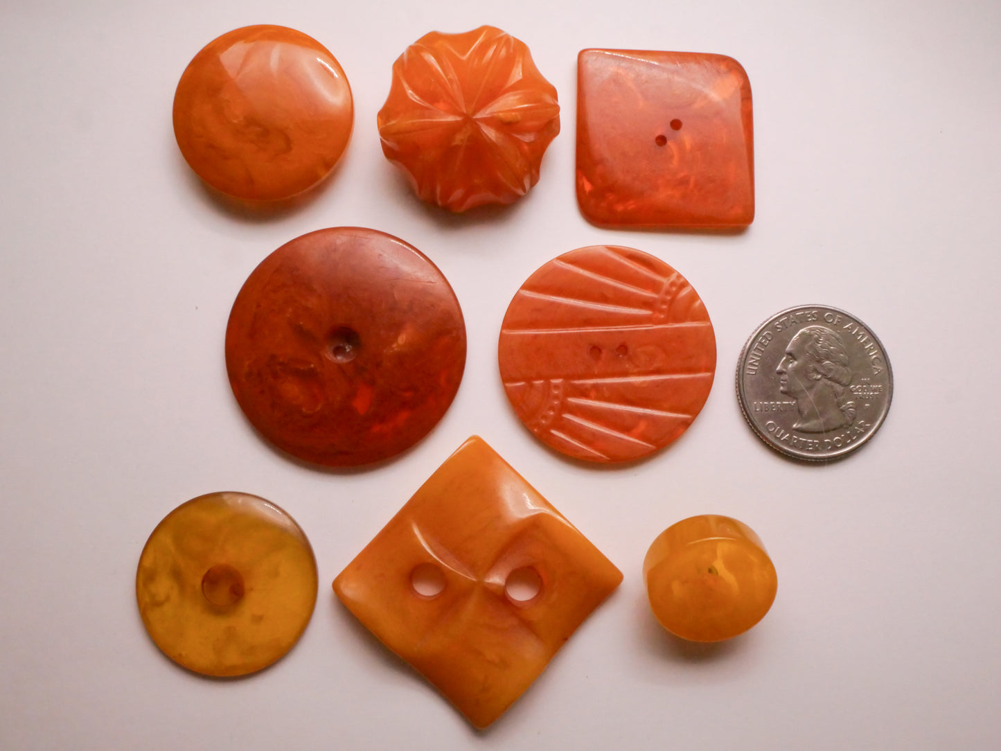 Marbled Butterscotch Apple Juice Bakelite Early Plastic Button Various 19-37mm