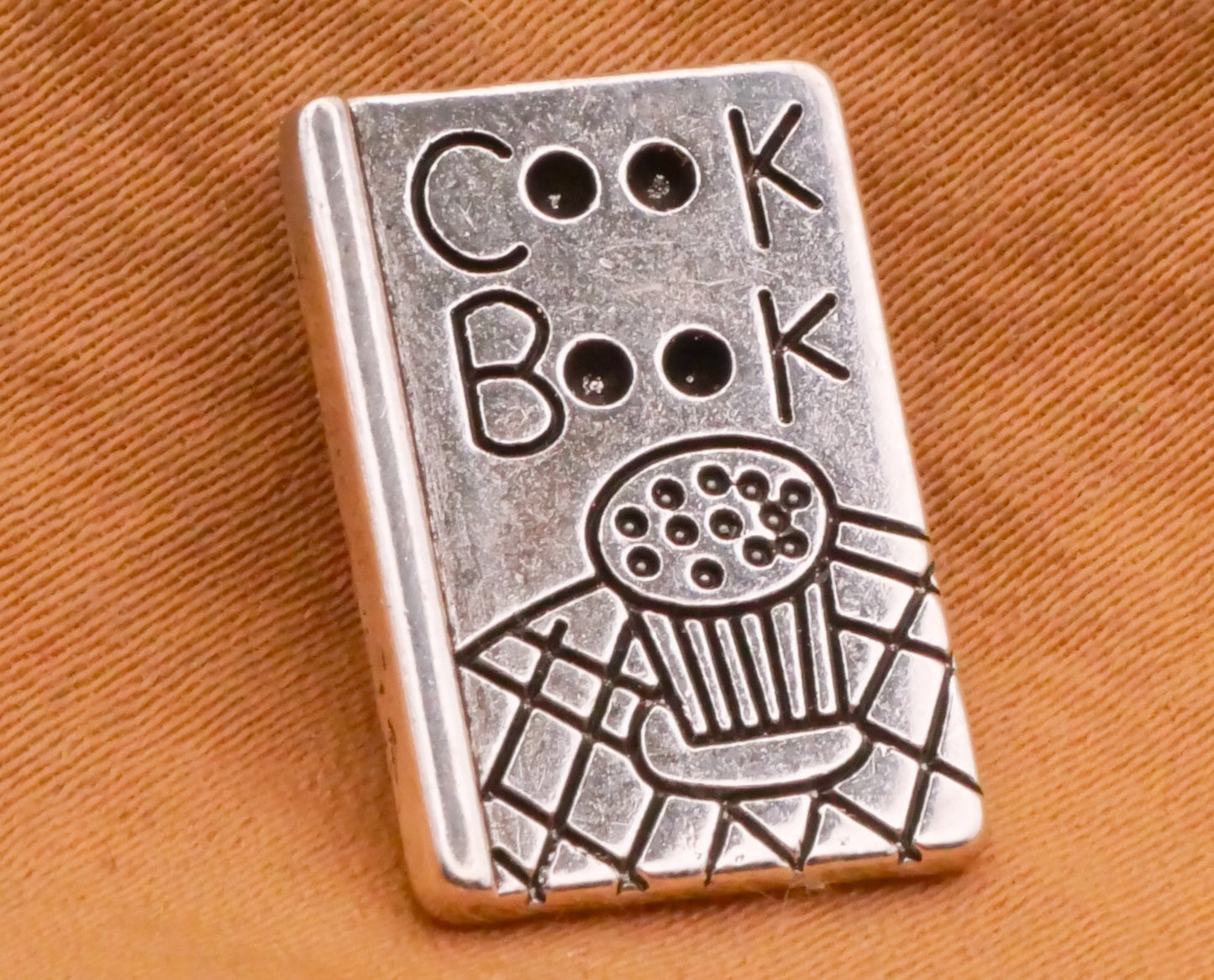 Cook Book Verbal Realistic Silver Metal Button 11x17mm