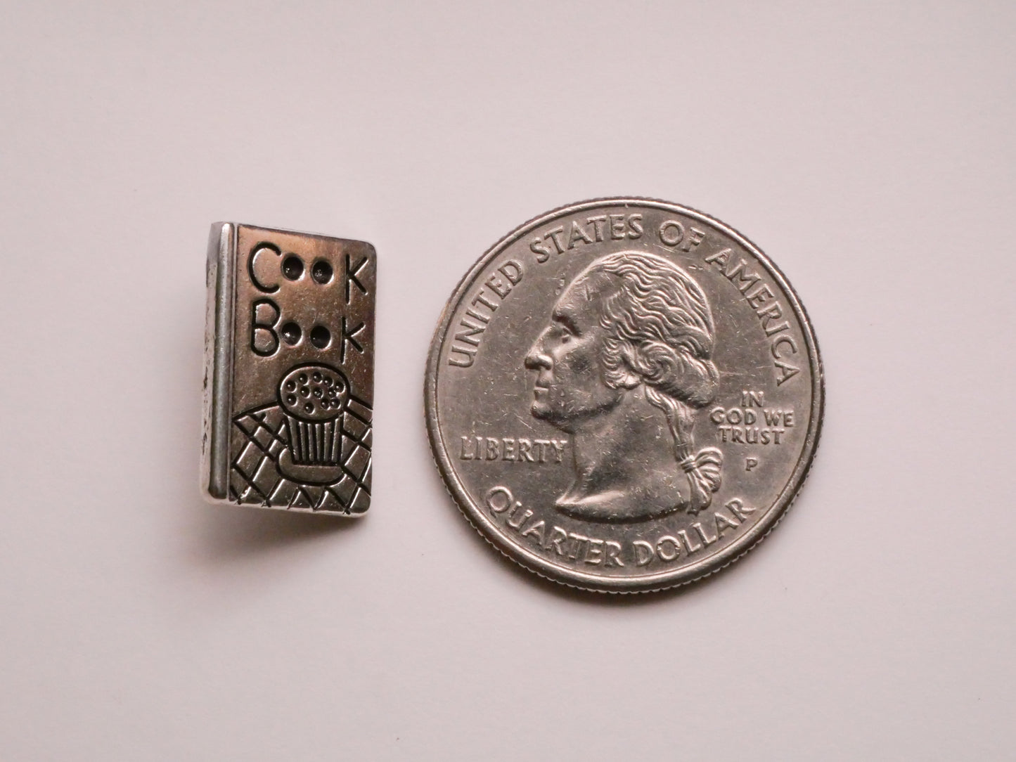 Cook Book Verbal Realistic Silver Metal Button 11x17mm