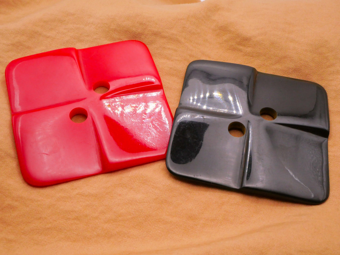 Extra-Large Square Red or Black Vintage Plastic Button Various 62mm