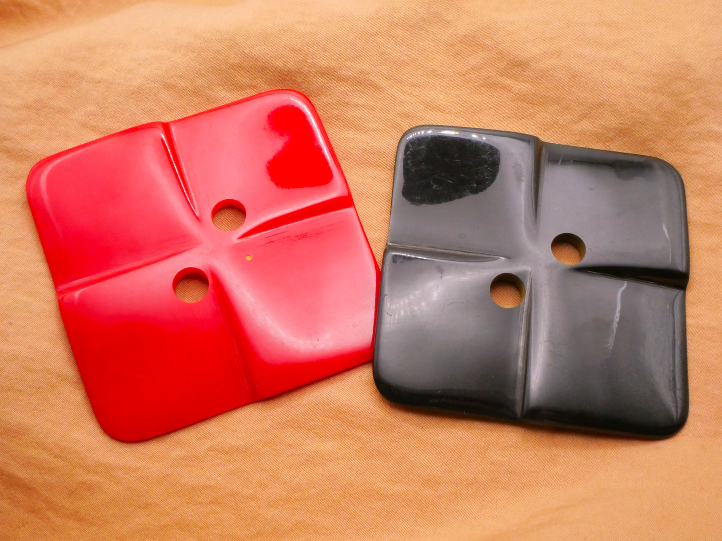 Extra-Large Square Red or Black Vintage Plastic Button Various 62mm
