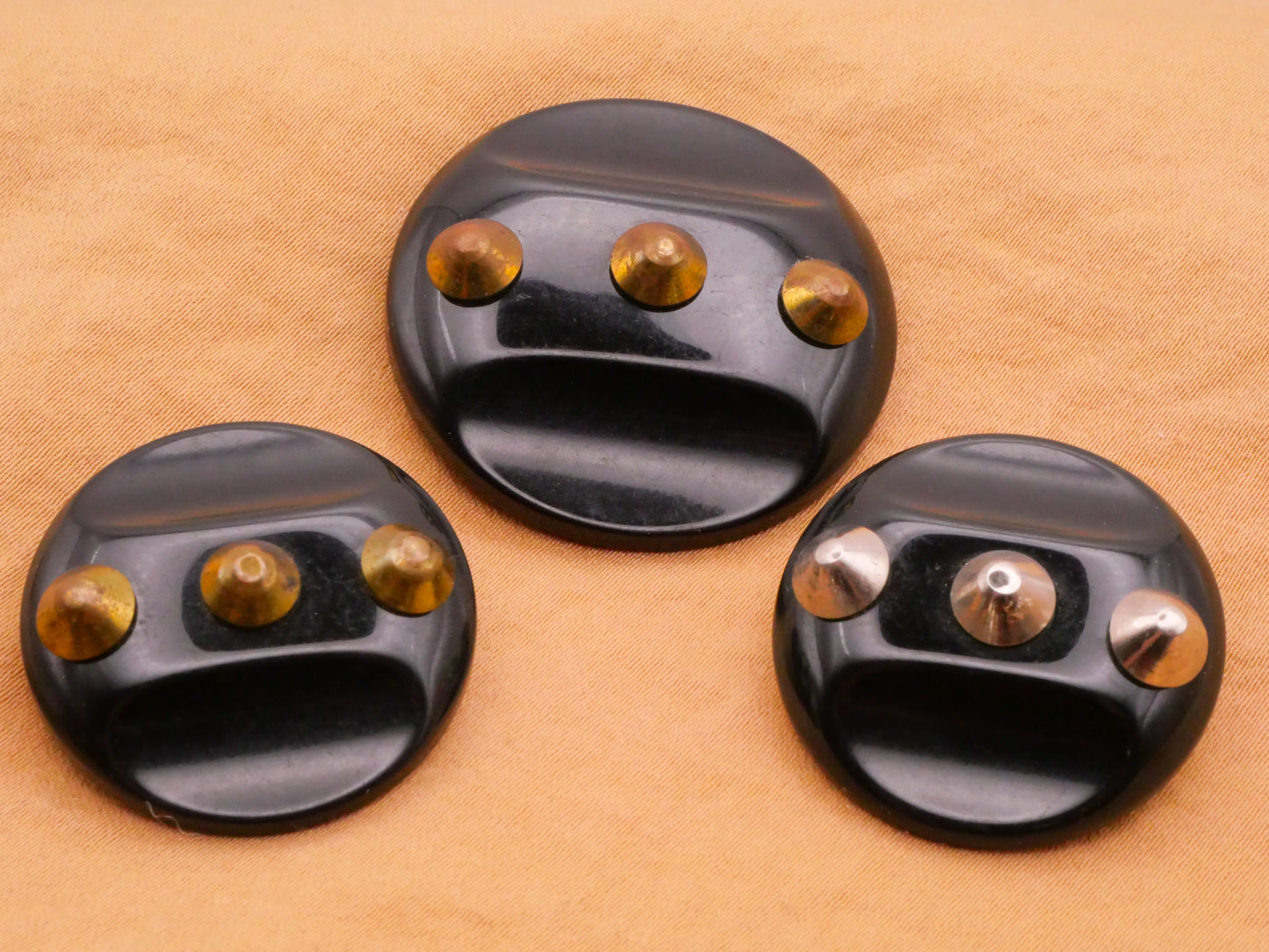 Stud Studded Black Vintage Plastic Button Various 28-34mm