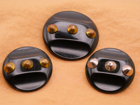 Stud Studded Black Vintage Plastic Button Various 28-34mm