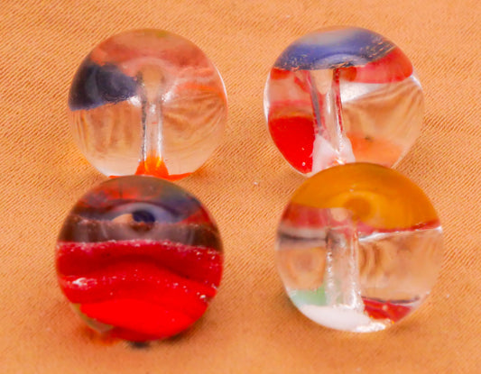 Marble Look Colorful Round Vintage Glass Button Various 11-12mm