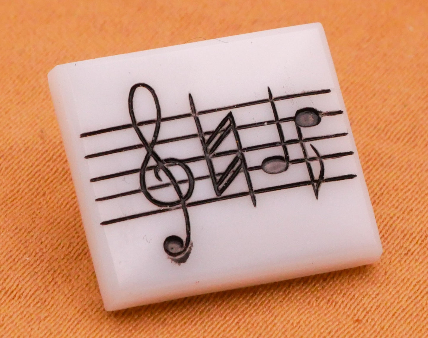 Sheet Music Notes White Glass Button 14x16mm