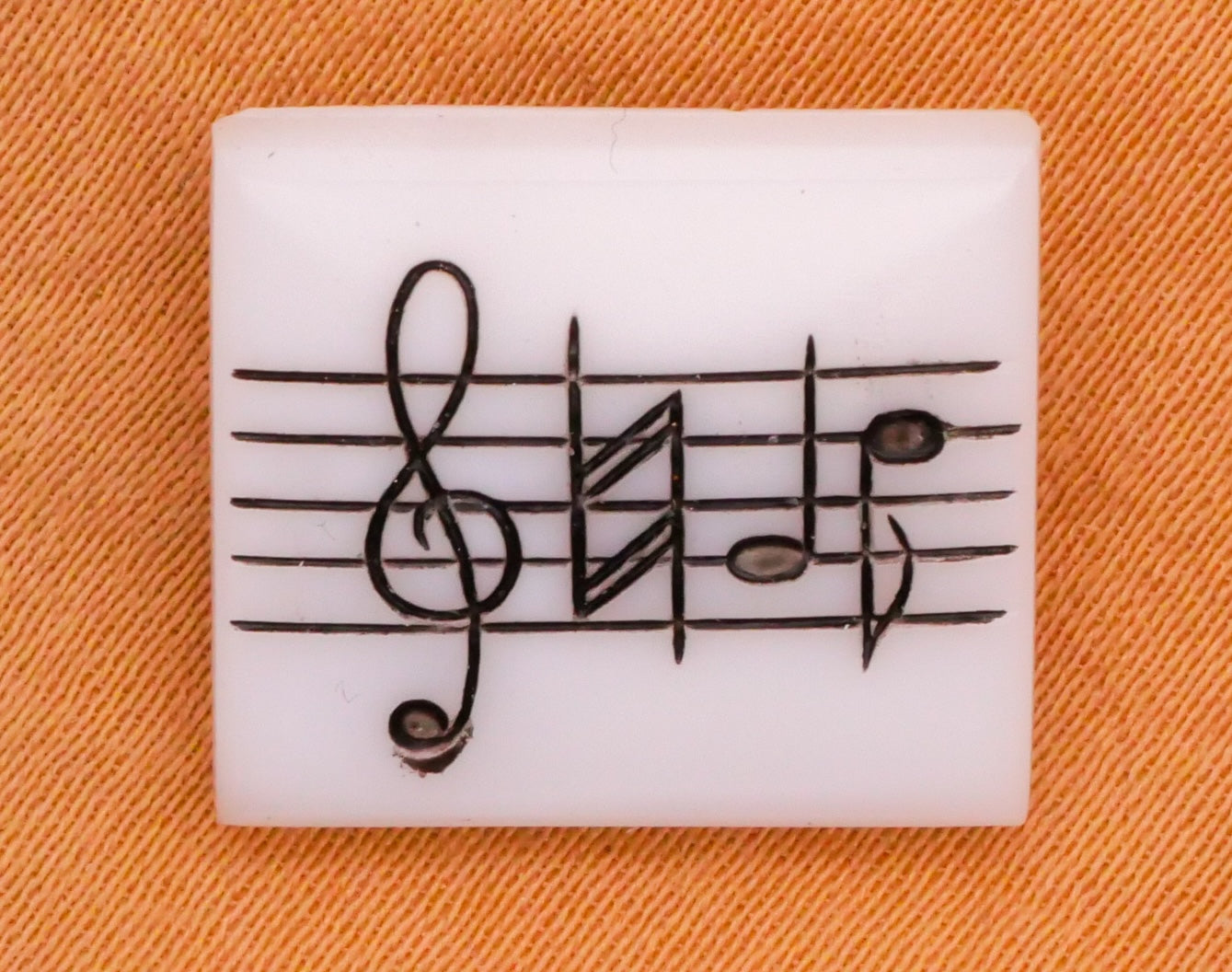 Sheet Music Notes White Glass Button 14x16mm