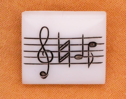Sheet Music Notes White Glass Button 14x16mm