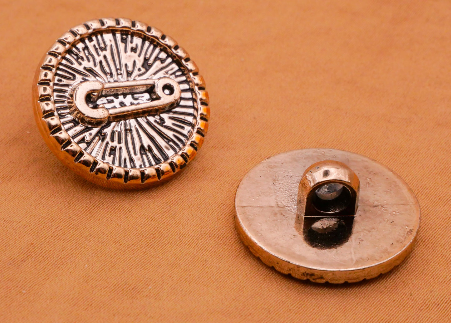 Safety Pin Sewing Textured Plastic Pair of Buttons 22mm