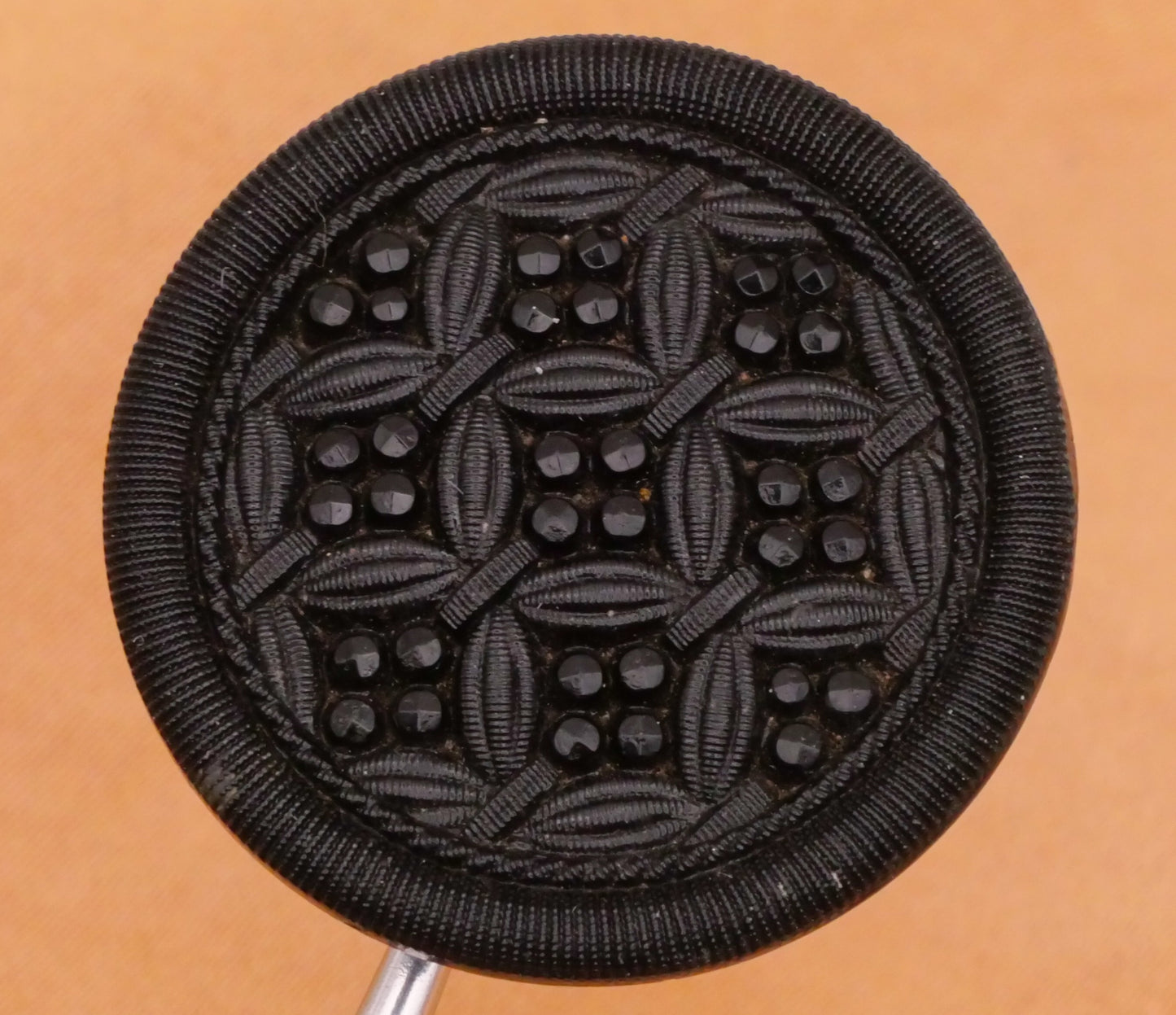 Lacy Look Black Glass Antique Button Various 23-32mm